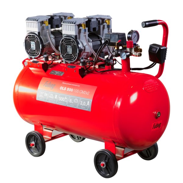 Компрессор воздушный безмасляный малошумный FUBAG OLS 500/100 CM2х2 + Набор пневмоинструмента (5 предметов) в ПОДАРОК в Челябинске фото
