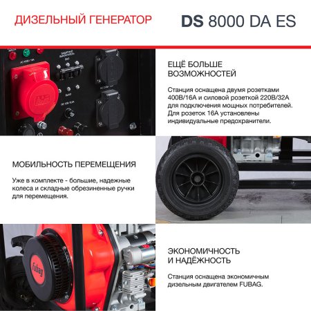 FUBAG Дизельный генератор (трехфазный) с электростартером и коннектором автоматики DS 8000 DA ES в Челябинске фото