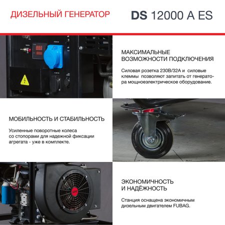 FUBAG Дизельный генератор с электростартером и коннектором автоматики DS 12000 A ES в Челябинске фото
